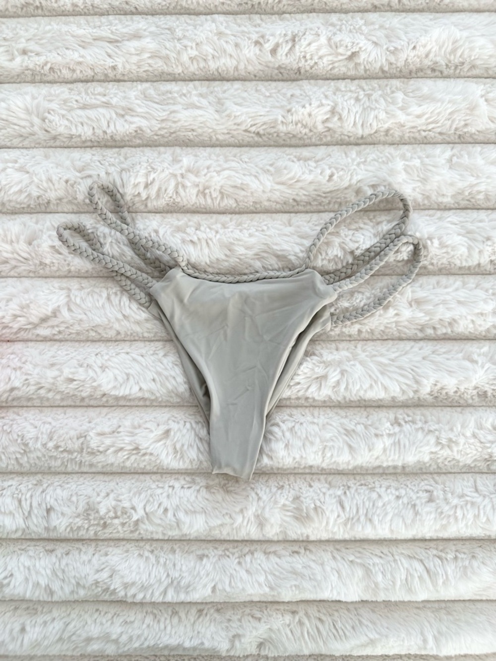Frankie's Bikinis Braided Strap Bikini Bottom Gray